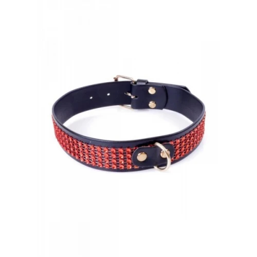 Fetish Halsband met Diamant - 3 cm - Rood