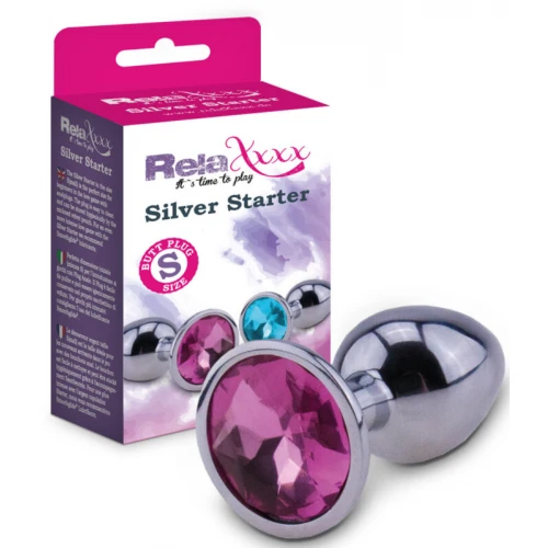 RelaXxxx Zilver Starter Metalen Buttplug Roze Maat S - Afbeelding 2