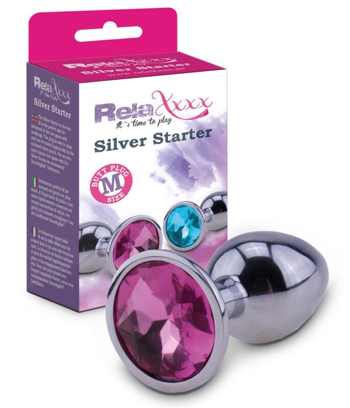 55078845 RelaXxxx Silver Starter Plug pink Size M Front Packshot 100 scaled