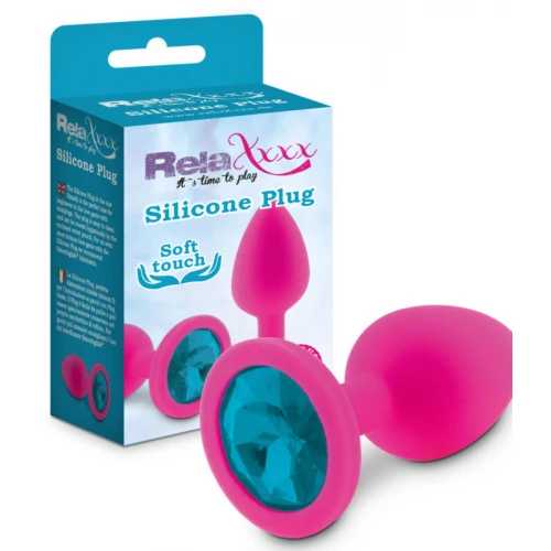 RelaXxxx Silicone Buttplug Diamand Roze/Blauw Maat S - Afbeelding 2
