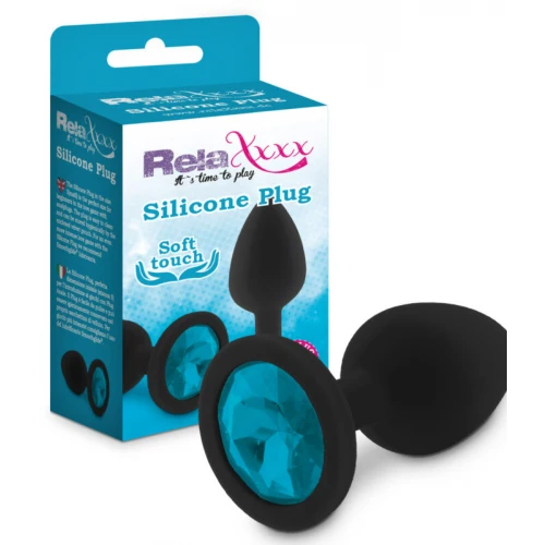 RelaXxxx Silicone Buttplug Diamand Zwart/Blauw Maat S - Afbeelding 2