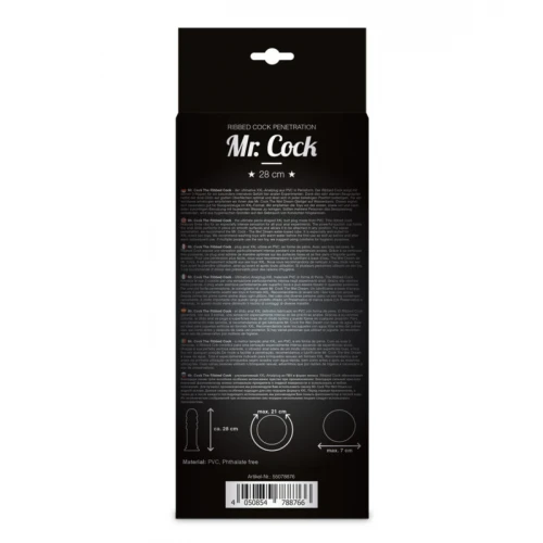 Mr.Cock Grote Dildo X-Treme Line Ribbed Cock Dildo Met Ribbels Zwart 28 cm - Afbeelding 3