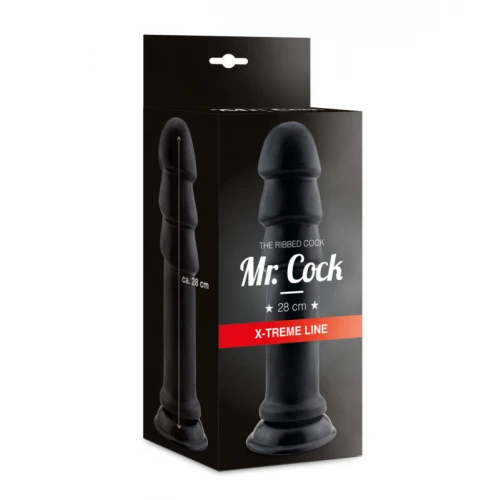 Mr.Cock Grote Dildo X-Treme Line Ribbed Cock Dildo Met Ribbels Zwart 28 cm - Afbeelding 2