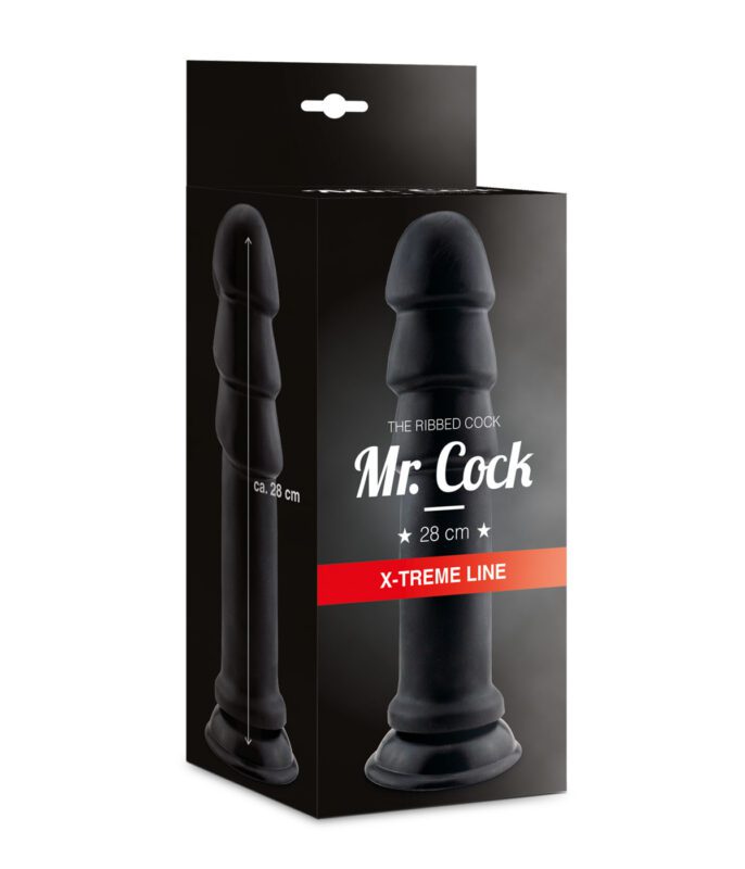 55078876 Mr Cock X Treme Line Ribbed Cock black ca 28cm Front Packshot scaled
