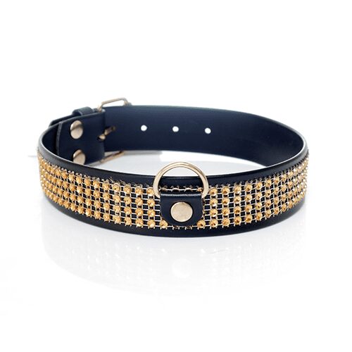 Fetish Boss Series Collar with crystals 3 cm gold 500x500 1