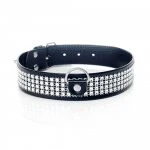 Fetish Halsband met Diamant 3 cm Zilver