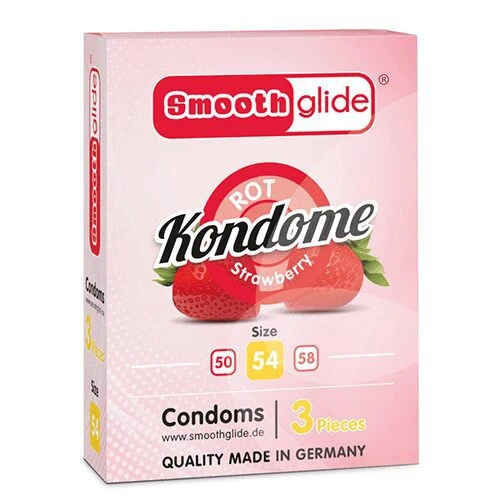 Smoothglide - Condooms - Rood - Aardbei - 54mm - 3-pack