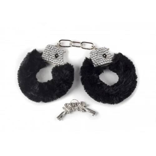 Pluche Handboeien Met Diamant BONDAGE Zwart