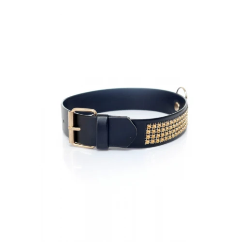 Fetish Halsband met Diamant 3 cm Goud - Afbeelding 4