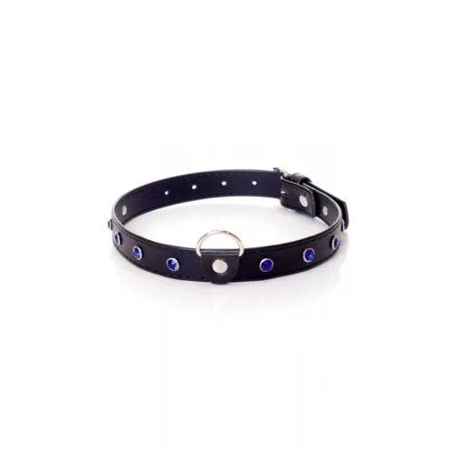 Fetish Collar - Halsband - 2 cm - Navy Blauw Diamant