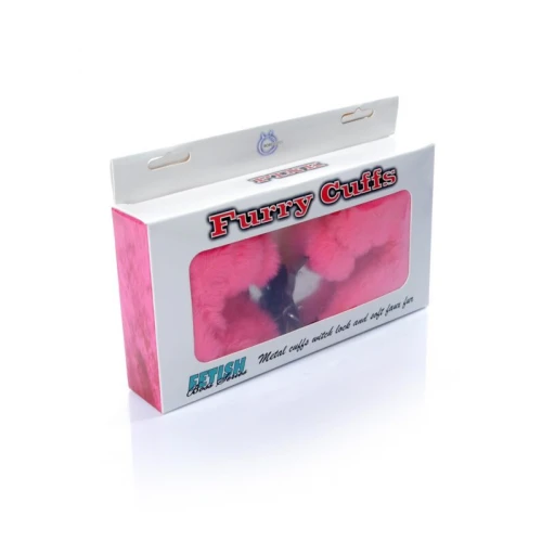 Pluche Handboeien Fetish Furry Cuffs - Roze - Afbeelding 2