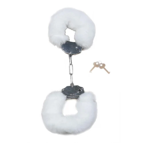 Pluche Handboeien Fetish Furry Cuffs - Wit - Afbeelding 4