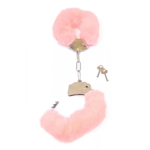 Pluche Handboeien Fetish Furry Cuffs - Lichtroze - Afbeelding 5