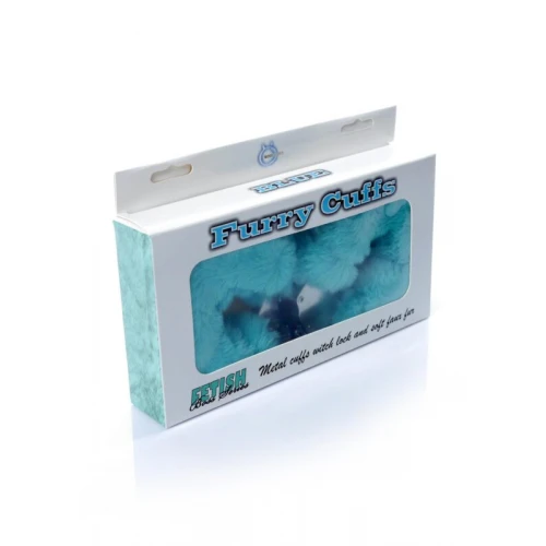 Pluche Handboeien Fetish Furry Cuffs - Turquoise - Afbeelding 2