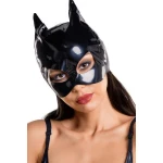Glossy Wetlook Cat Masker - Zwart - One Size