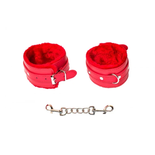 Aanpasbare Enkelboeien Met Vacht - Cuffs - BDSM - Bondage - Luxe Verpakking - Party Hard - Eternity - Rood