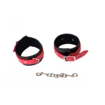 Leren Aanpasbare Enkelboeien - Verstelbaar - Cuffs - BDSM - Bondage - Luxe Verpakking - Party Hard - Tricky - Zwart/Rood