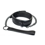 Leren Verstelbare Halsband Met Ketting Riem - Collar - BDSM - Bondage - Luxe Verpakking - Party Hard - Kinky - Zwart