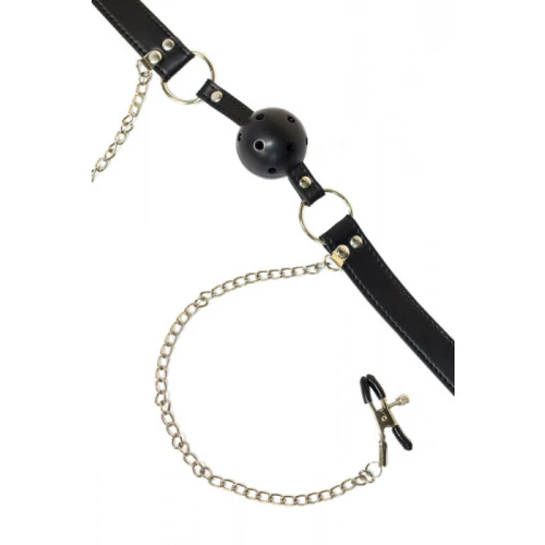 Ball Gag Met Tepelklemmen En Ketting - BDSM - Bondage - Luxe Verpakking - Party Hard - Gratitude - Afbeelding 4