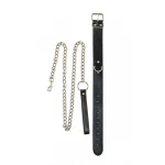 Verstelbare Halsband Met Ketting Riem - Collar - BDSM - Bondage - Luxe Verpakking - Party Hard - Wild - Zwart - Afbeelding 4