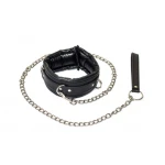 Verstelbare Halsband Met Ketting Riem - Collar - BDSM - Bondage - Luxe Verpakking - Party Hard - Fetish - Zwart