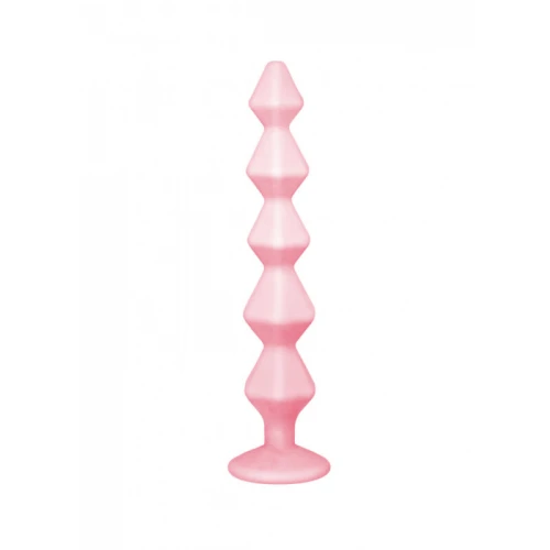 Anale Ketting Met Diamant - Lola Toys - Emotions - Beginner Beads - Buttplug met Kralen - Flexibele Anaal Ballen/ Kralen/ Ketting - Anal Beads - Anaalplug 100% Siliconen - Prostaat Stimulatie - P-Spot - Unisex - Buddy - Roze - Afbeelding 2
