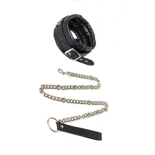 Verstelbare Halsband Met Ketting Riem - Collar - BDSM - Bondage - Luxe Verpakking - Party Hard - Fetish - Zwart - Afbeelding 4