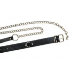 Verstelbare Halsband Met Ketting Riem - Collar - BDSM - Bondage - Luxe Verpakking - Party Hard - Wild - Zwart