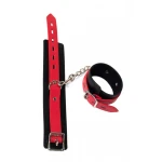 Leren Aanpasbare Enkelboeien - Verstelbaar - Cuffs - BDSM - Bondage - Luxe Verpakking - Party Hard - Tricky - Zwart/Rood - Afbeelding 4
