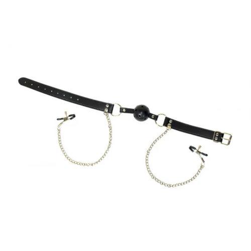 Ball Gag Met Tepelklemmen En Ketting - BDSM - Bondage - Luxe Verpakking - Party Hard - Gratitude - Afbeelding 5