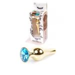 Gouden Buttplug Anale Plug met diamand - Light Blauw
