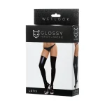 Glossy Shiny Wetlook stockings LOTIS - Zwart - XL - Afbeelding 2