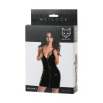 Glossy Wetlook Zwart dress NAOMI - Zwart - M - Afbeelding 2