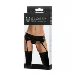Glossy belt for stockings and panties ALMIRA - Zwart - M - Afbeelding 2