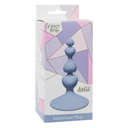 Lola Toys - First Time - Sweetheart Plug - Hart vormige buttplug met zuignap - Anaal Ballen/ Kralen/ Ketting - 100% Fluweel zacht siliconen - Anaalplug - 10cm x 2,3cm - Blauw - Afbeelding 2