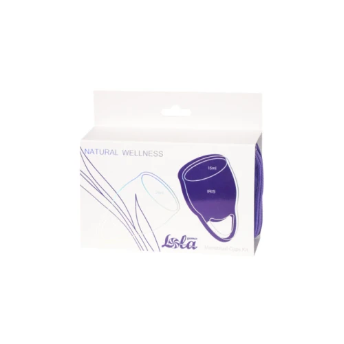 Menstruatiecup kit - 2 stuks (15 ML + 20 ML) - Medisch silicone - tot 12 uur bescherming - Reisverpakking - Maat M + S - Natural Wellness - Iris - Blauw