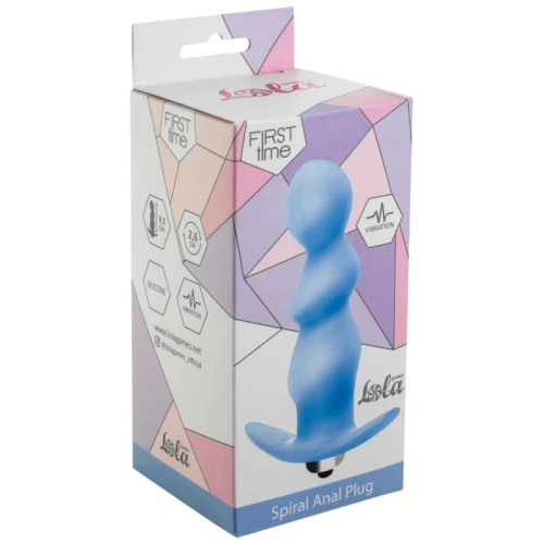 Lola Toys - First Time - Spiral Anal Plug - Spiraal vormige buttplug met vibratie - 7 functies - 100% Fluweel zacht siliconen - Anaalplug - 12cm x 2,6cm - Blauw - Afbeelding 2