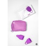 Menstruatiecup kit - 2 stuks (15 ML + 20 ML) - Medisch silicone - tot 12 uur bescherming - Reisverpakking - Maat M + S - Natural Wellness - Tulip - Paars - Afbeelding 3