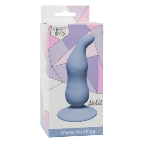 Lola Toys - First Time - Waved Anal Plug - Licht gebogen Buttplug met zuignap - Anaalplug - Prostaat Stimulatie - P-Spot - 100% Fluweel zacht siliconen - Unisex - 11cm x 3,1cm - Blauw - Afbeelding 2