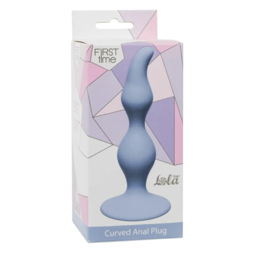Lola Toys - First Time - Curved Anal Plug - Licht gebogen Buttplug met zuignap - Anaalplug - Prostaat Stimulatie - P-Spot - 100% Fluweel zacht siliconen - Unisex - 12,5cm x 3cm - Blauw - Afbeelding 2