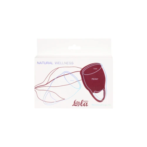Menstruatiecup kit - 2 stuks (15 ML + 20 ML) - Medisch silicone - tot 12 uur bescherming - Reisverpakking - Maat M + S - Natural Wellness - Peony - Rood - Afbeelding 2