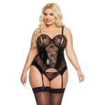 Softline - Jessica - Kanten Korset met String - Zwart - 3XL - XXXL