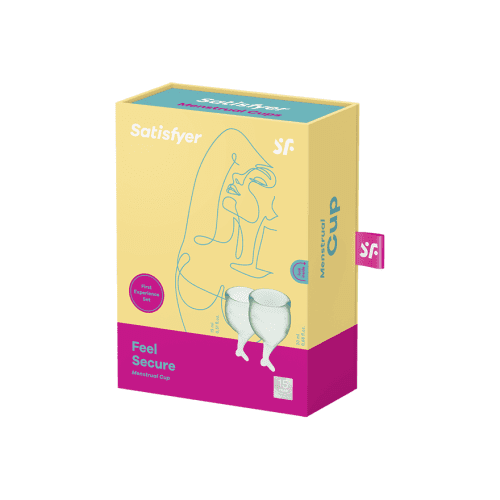satisfyer feel secure menstrual cup light green package