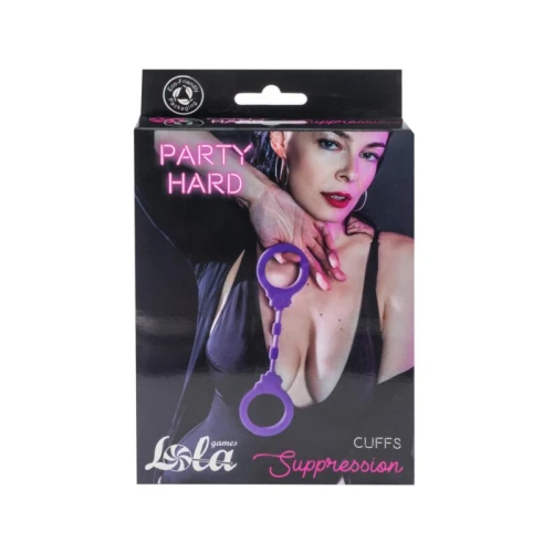 Silicone handcuffs Party Hard Suppression Paars - Afbeelding 2