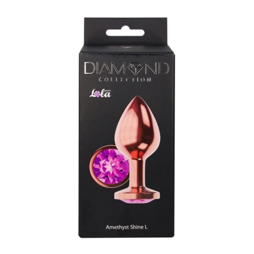 Metalen Buttplug - Diamond Collection - Amethyst Shine L Rose Gold - Afbeelding 2