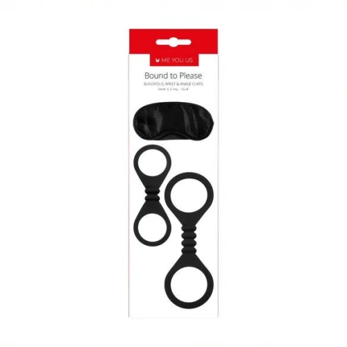 Me You Us Bound To Please Blindfold Wrist And Ankle Cuffs Zwart - Afbeelding 3