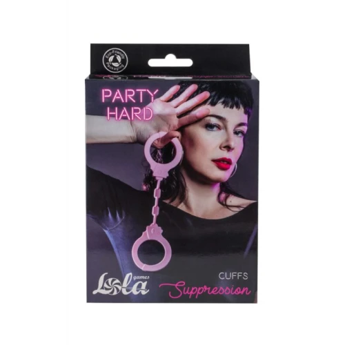 Silicone handcuffs Party Hard Suppression Roze - Afbeelding 2