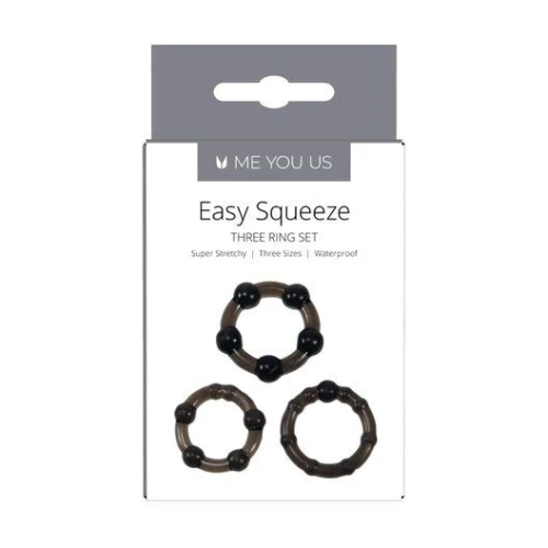Me You Us Easy Squeeze Cock Ring Set Zwart - Afbeelding 3