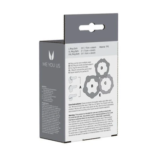 Me You Us Easy Squeeze Cock Ring Set Zwart - Afbeelding 5