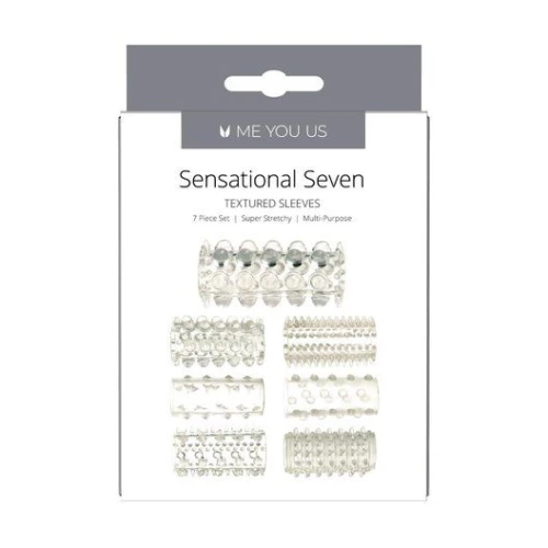 Me you Us Sensual Seven TextuRood Sleeves Transparant Small - Afbeelding 3